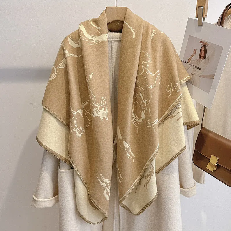 Women's Retro Horse Pattern Shawl Scarf sold by FloralTrip product image thumbnail 4