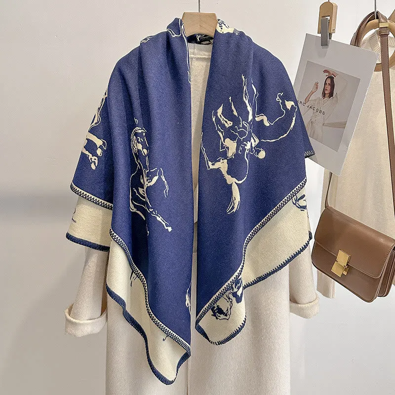 Women's Retro Horse Pattern Shawl Scarf sold by FloralTrip
