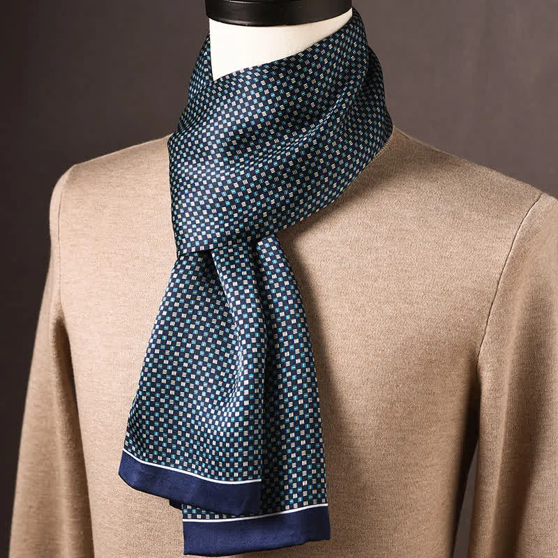 Men's Retro Ethnic Style Long Pure Silk Scarf sold by FloralTrip product image thumbnail 4