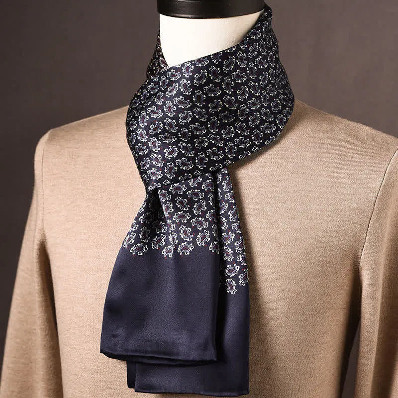Men's Retro Ethnic Style Long Pure Silk Scarf sold by FloralTrip