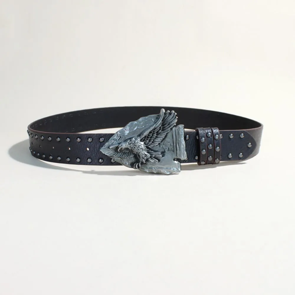 Retro Triangular Eagle Buckle Metal Rivet Black Belt sold by FloralTrip product image thumbnail 2