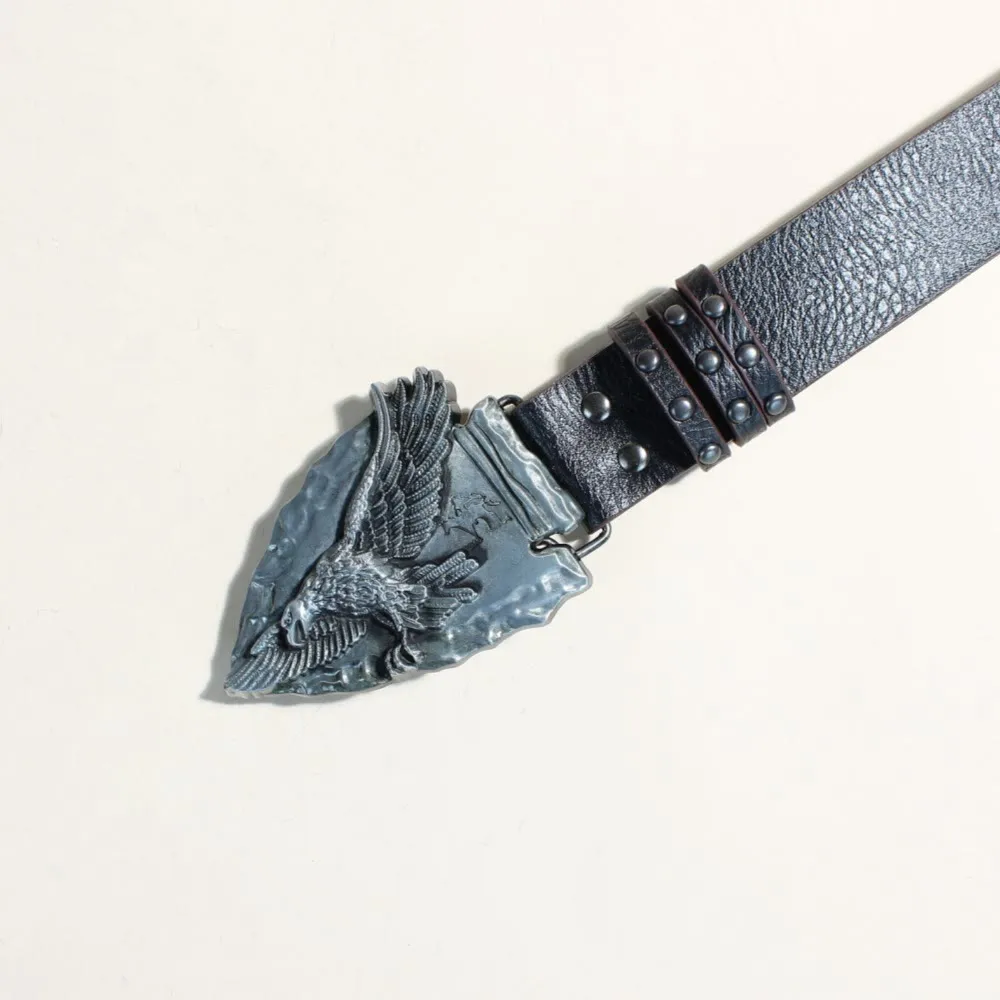 Retro Triangular Eagle Buckle Metal Rivet Black Belt sold by FloralTrip product image thumbnail 4