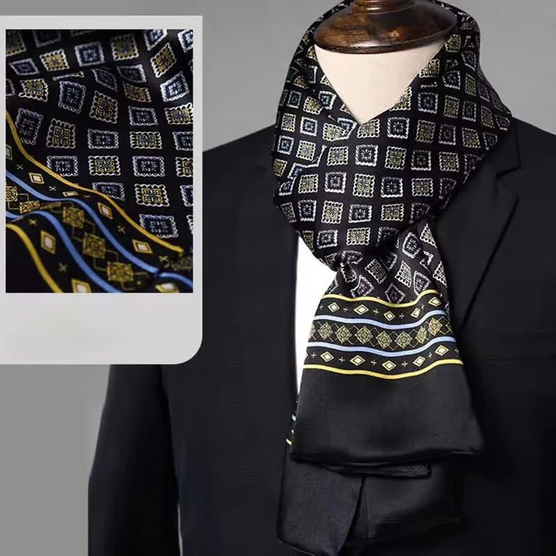 Men's Double-Sided Formal Pattern Long Pure Silk Scarf sold by FloralTrip product image thumbnail 4