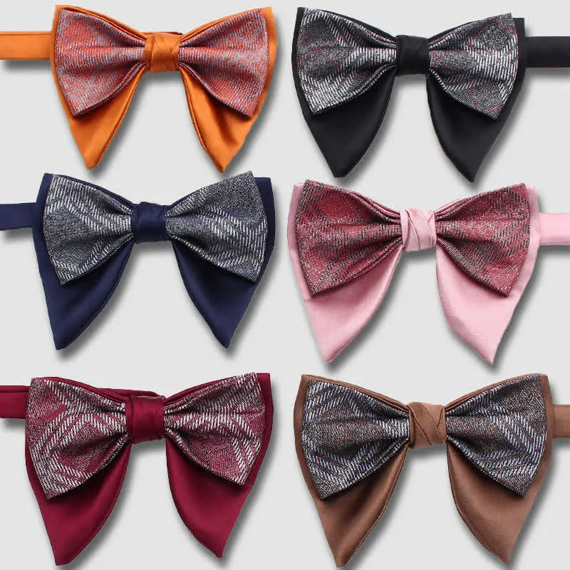 Formal Plaid Striped Double Layers Oversized Pointed Bow Tie sold by FloralTrip