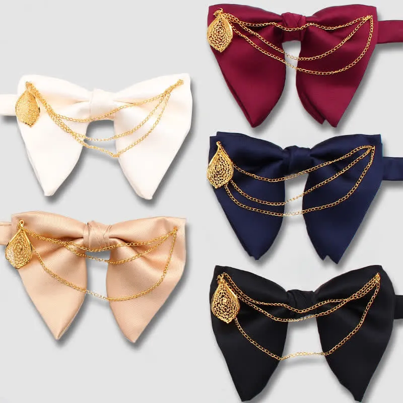 Gold Leaf Decor Oversized Pointed Bow Tie With Chain sold by FloralTrip product image thumbnail 5