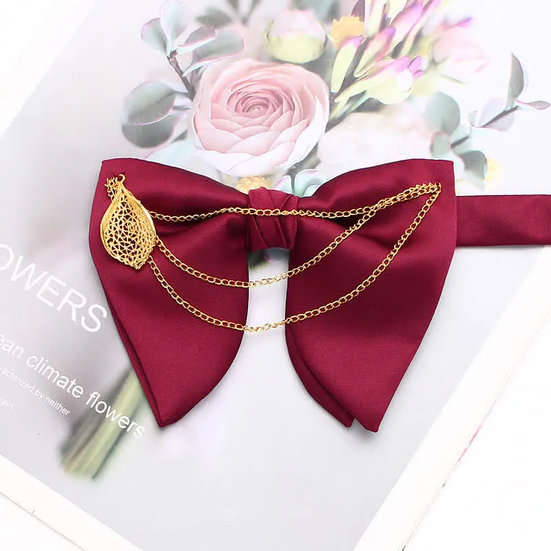 Gold Leaf Decor Oversized Pointed Bow Tie With Chain sold by FloralTrip product image thumbnail 2