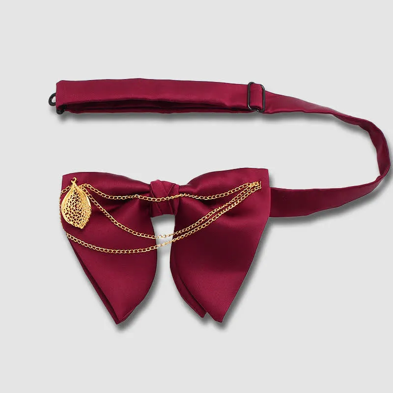 Gold Leaf Decor Oversized Pointed Bow Tie With Chain sold by FloralTrip product image thumbnail 3