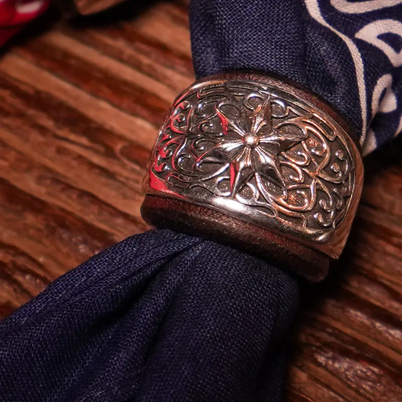 Hexagram Round Button Cashew Printed Pocket Square sold by FloralTrip