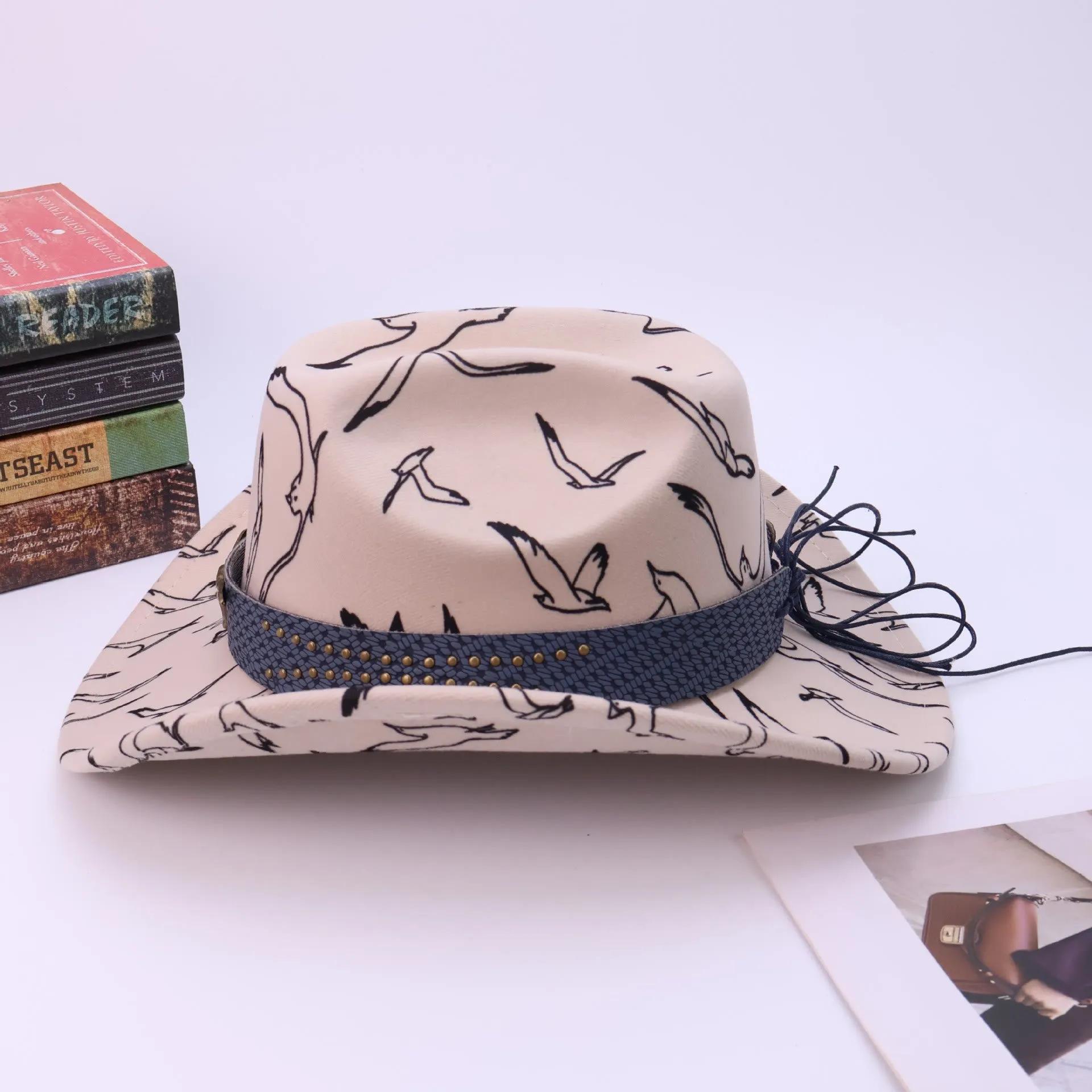 Men's Brass Bull Head Belt Bird Print Cowboy Hat sold by FloralTrip product image thumbnail 5