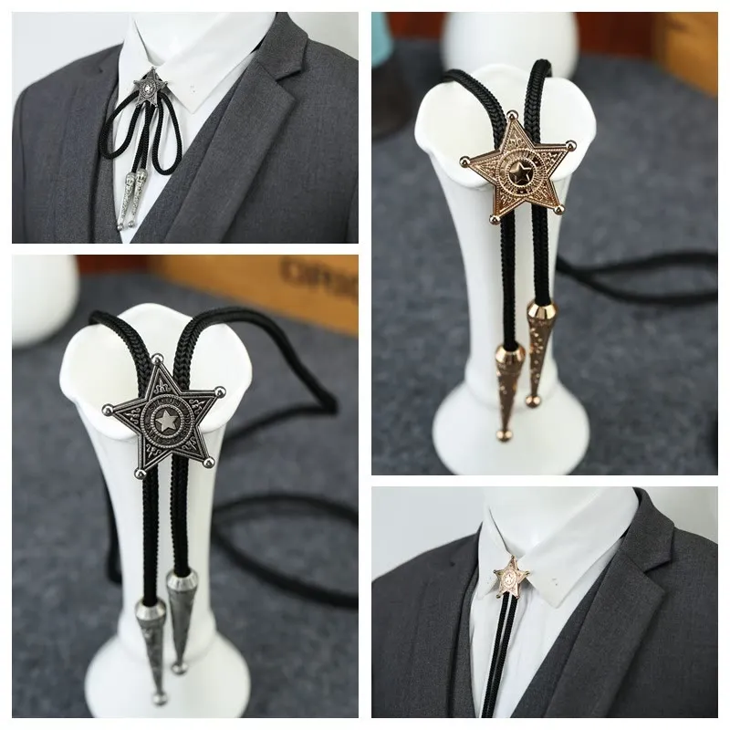 Retro Sheriff Star-Shaped Pendant Bolo Tie sold by FloralTrip product image thumbnail 5