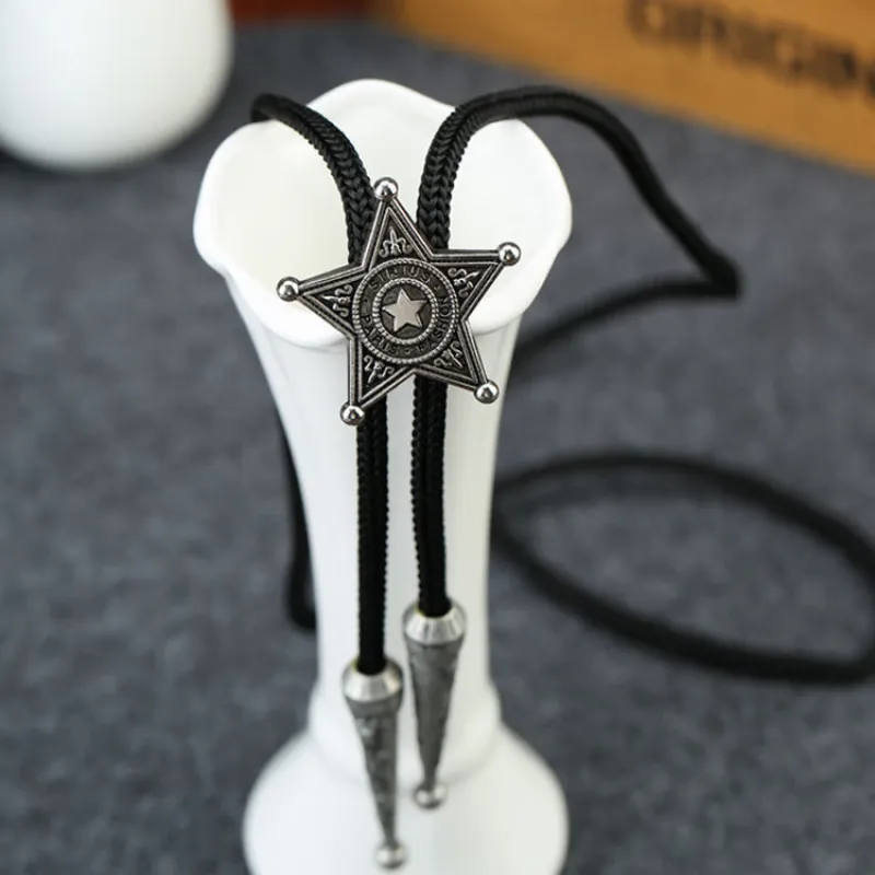 Retro Sheriff Star-Shaped Pendant Bolo Tie sold by FloralTrip
