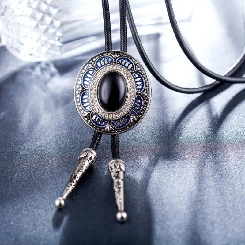 Vintage Onyx and Enamel Bolo Tie sold by FloralTrip