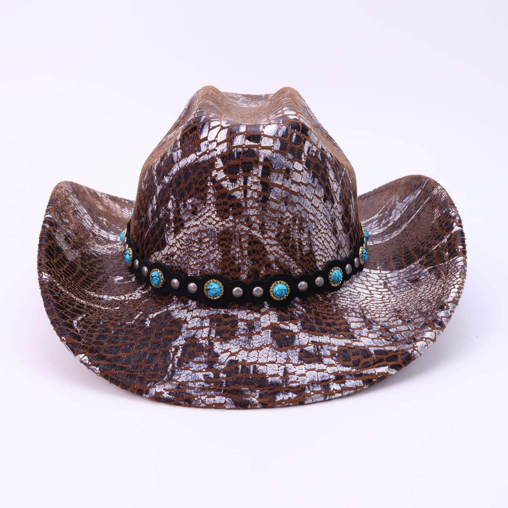 Men's Turquoise Black Belt Crocodile Pattern Cowboy Hat sold by FloralTrip product image thumbnail 2