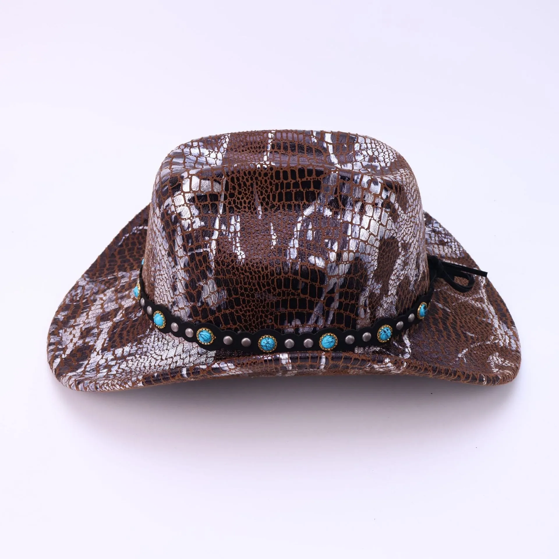Men's Turquoise Black Belt Crocodile Pattern Cowboy Hat sold by FloralTrip product image thumbnail 4