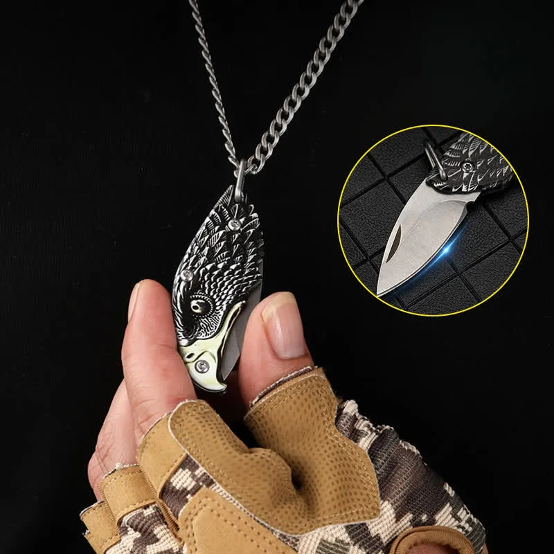 Mini EDC Tool Eagle Hidden Folding Knife Pendant Necklace sold by FloralTrip