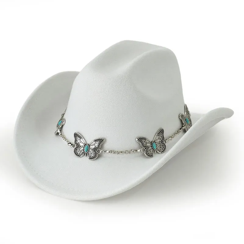 Men's Butterfly Chain Trim Cowboy Hat sold by FloralTrip