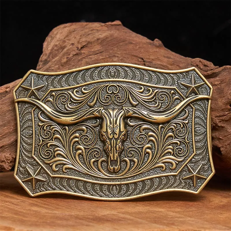 Men's Western Longhorn Skull Ornate Buckle Leather Belt sold by FloralTrip