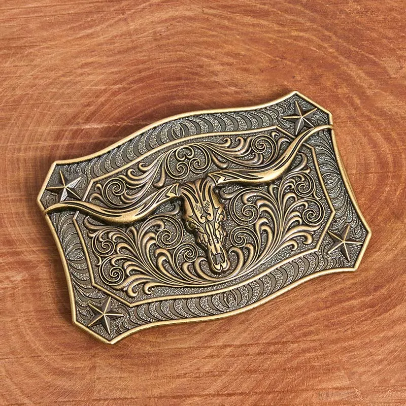 Men's Western Longhorn Skull Ornate Buckle Leather Belt sold by FloralTrip product image thumbnail 2