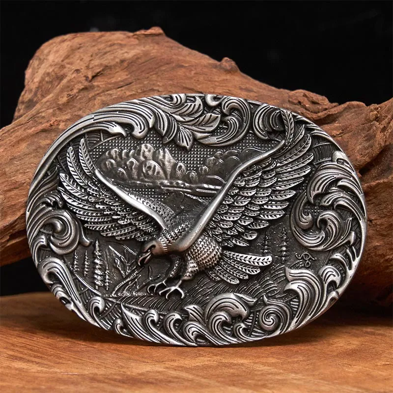 Men's Western Flying Eagle Embossed Buckle Leather Belt sold by FloralTrip