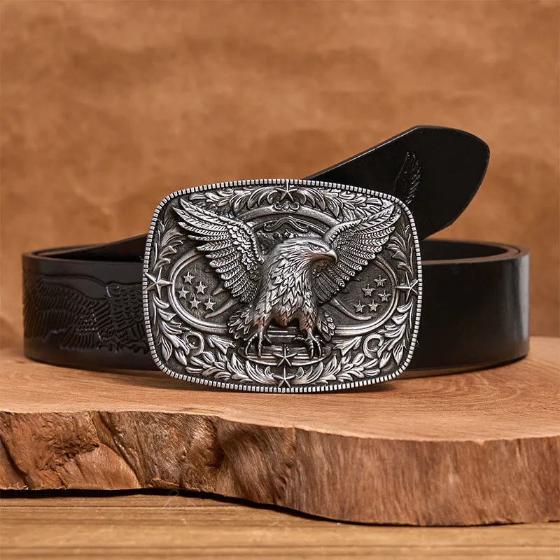 Men's Vintage Bronze 3D Eagle Buckle Leather Belt sold by FloralTrip product image thumbnail 4