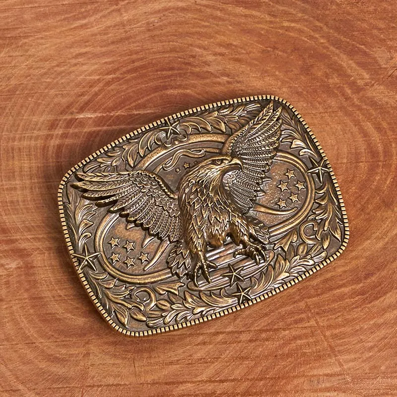 Men's Vintage Bronze 3D Eagle Buckle Leather Belt sold by FloralTrip