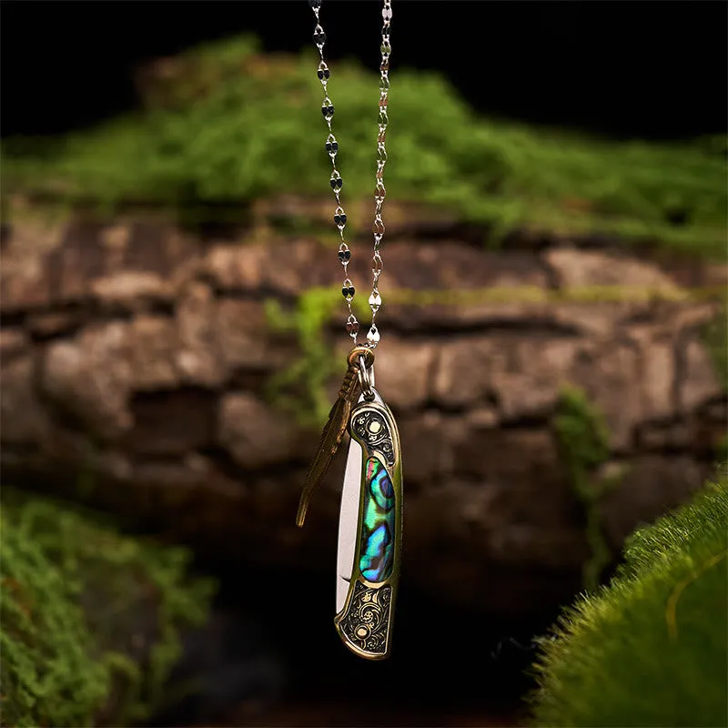 Exquisite Outdoor Tool Folding Knife Feather Pendant Necklace sold by FloralTrip product image thumbnail 5
