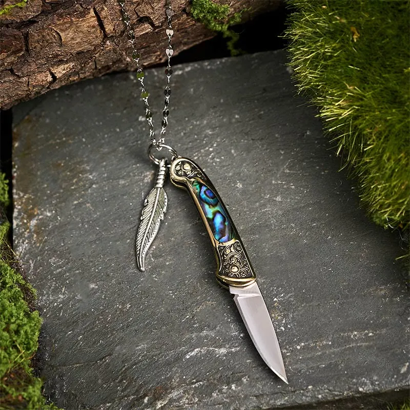 Exquisite Outdoor Tool Folding Knife Feather Pendant Necklace sold by FloralTrip product image thumbnail 4
