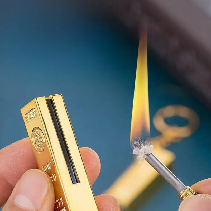 Gold Bar Design Metal Match Lighter With Keychain sold by FloralTrip