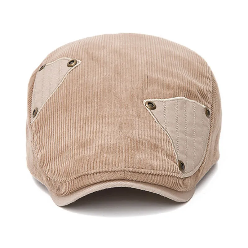 Street Style Chic Contrast Patch Corduroy Beret Hat sold by FloralTrip product image thumbnail 3