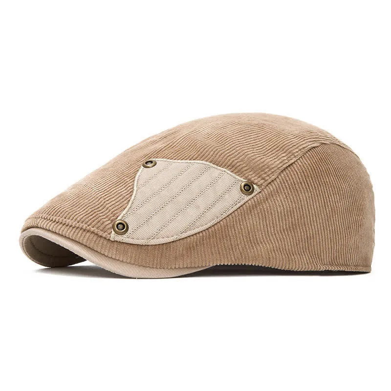 Street Style Chic Contrast Patch Corduroy Beret Hat sold by FloralTrip