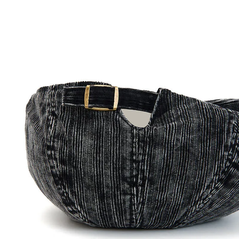 Vintage Washed Corduroy Beret Hat with Adjustable Buckle sold by FloralTrip product image thumbnail 4