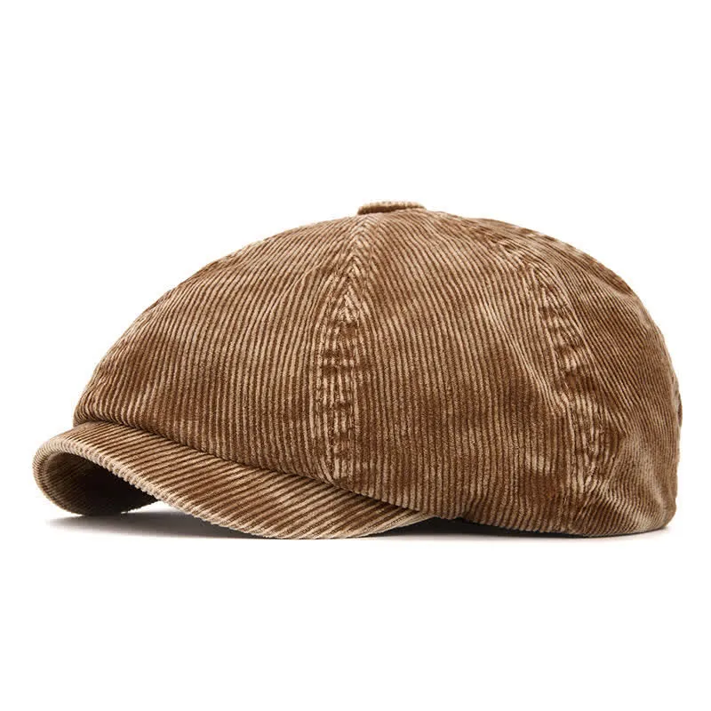 Retro-Inspired Solid Color Corduroy Newsboy Beret Hat sold by FloralTrip