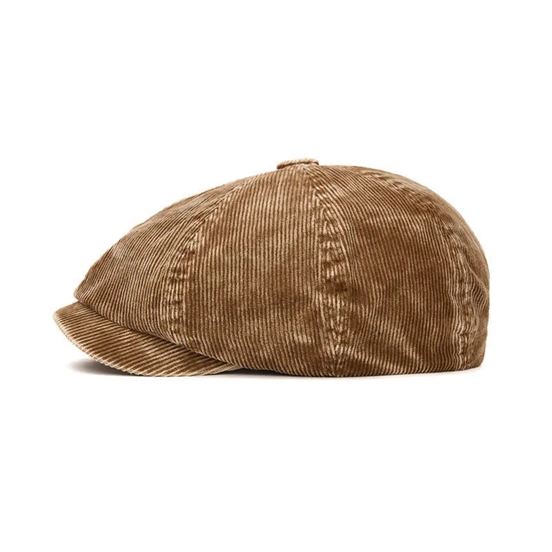 Retro-Inspired Solid Color Corduroy Newsboy Beret Hat sold by FloralTrip product image thumbnail 5