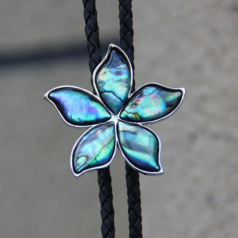 Flower-Shaped Iridescent Abalone Shell Vintage Metal Bolo Ties sold by FloralTrip product image thumbnail 4