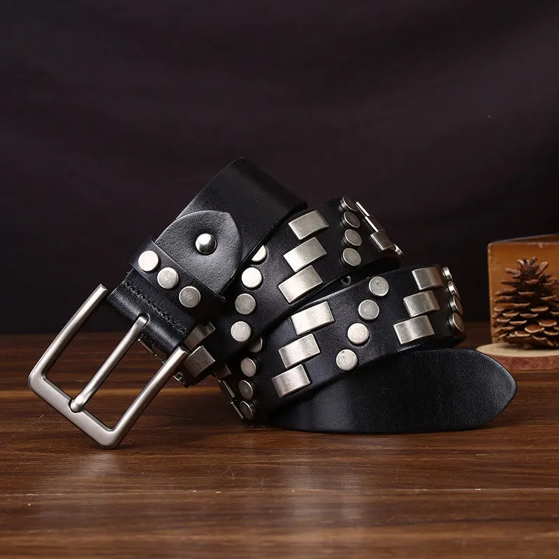 Premium Square and Circular Metal Accent Leather Belt sold by FloralTrip