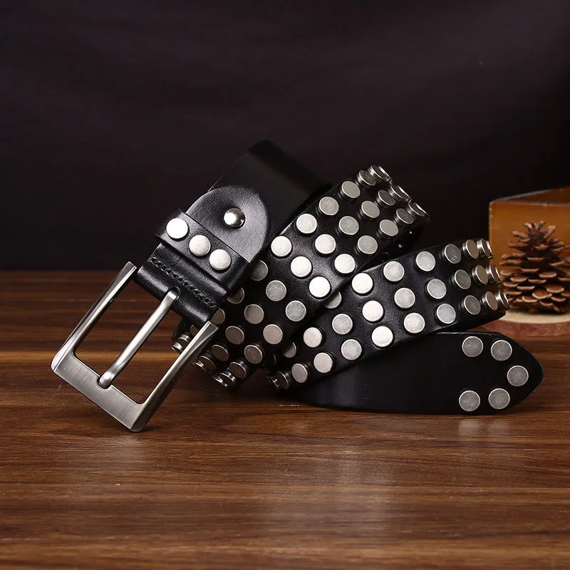 Bold High-Quality Rivet-Adorned Buckle Leather Belt sold by FloralTrip