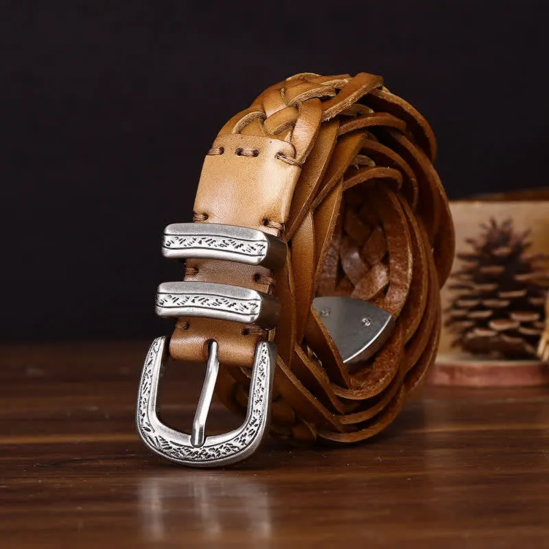 Rustic Charm Handwoven Braided Casual Leather Belt sold by FloralTrip product image thumbnail 4