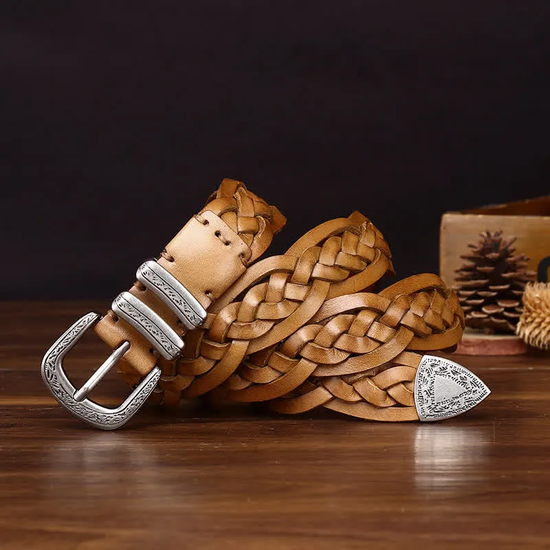 Rustic Charm Handwoven Braided Casual Leather Belt sold by FloralTrip product image thumbnail 5