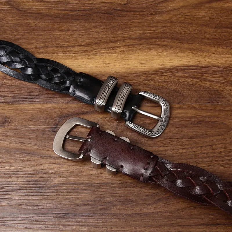 Rustic Charm Handwoven Braided Casual Leather Belt sold by FloralTrip product image thumbnail 3