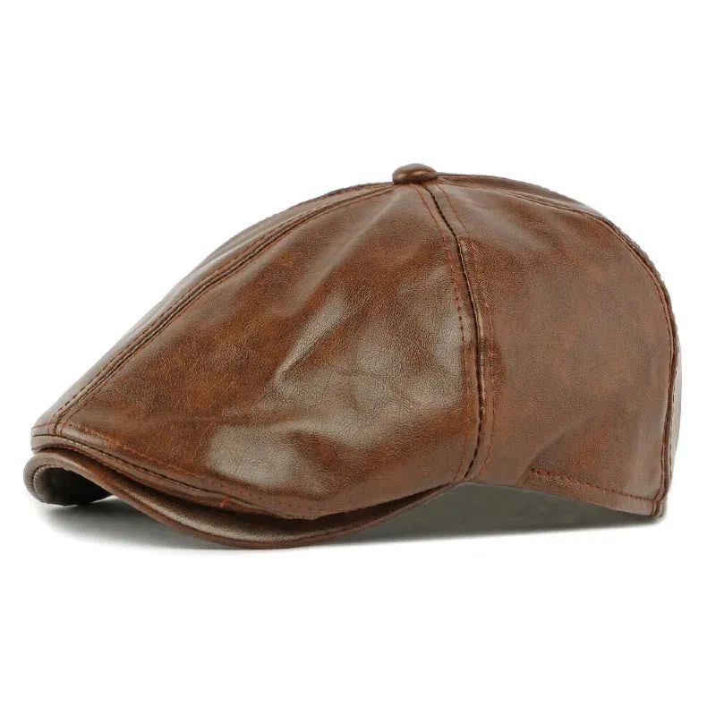 Winter Vintage Faux Leather Men's Beret Hat made by FloralTrip