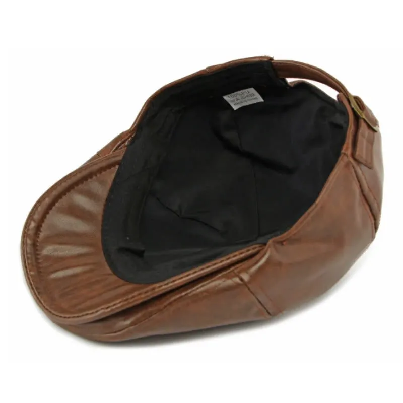 Winter Vintage Faux Leather Men's Beret Hat sold by FloralTrip product image thumbnail 5