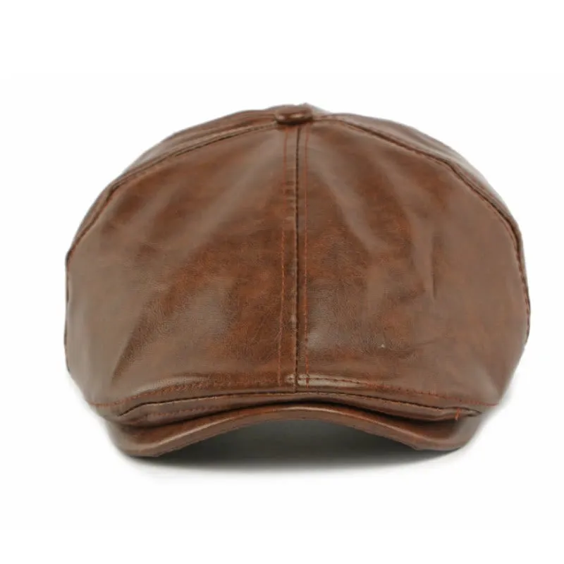 Winter Vintage Faux Leather Men's Beret Hat sold by FloralTrip product image thumbnail 2