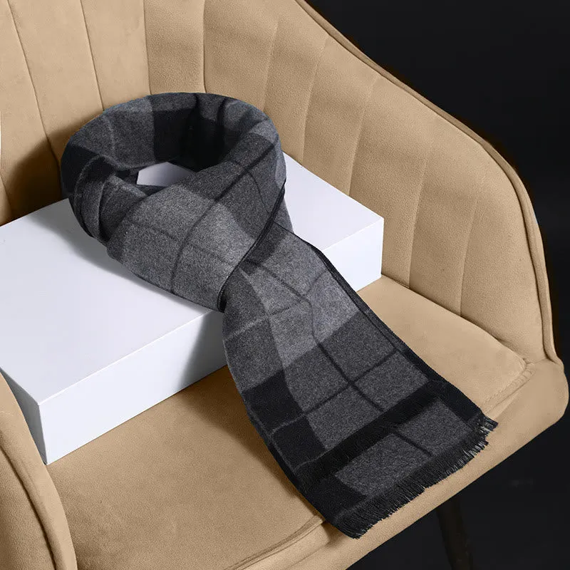 Men's Classic Plaid Tassel Warm Scarf sold by FloralTrip product image thumbnail 4