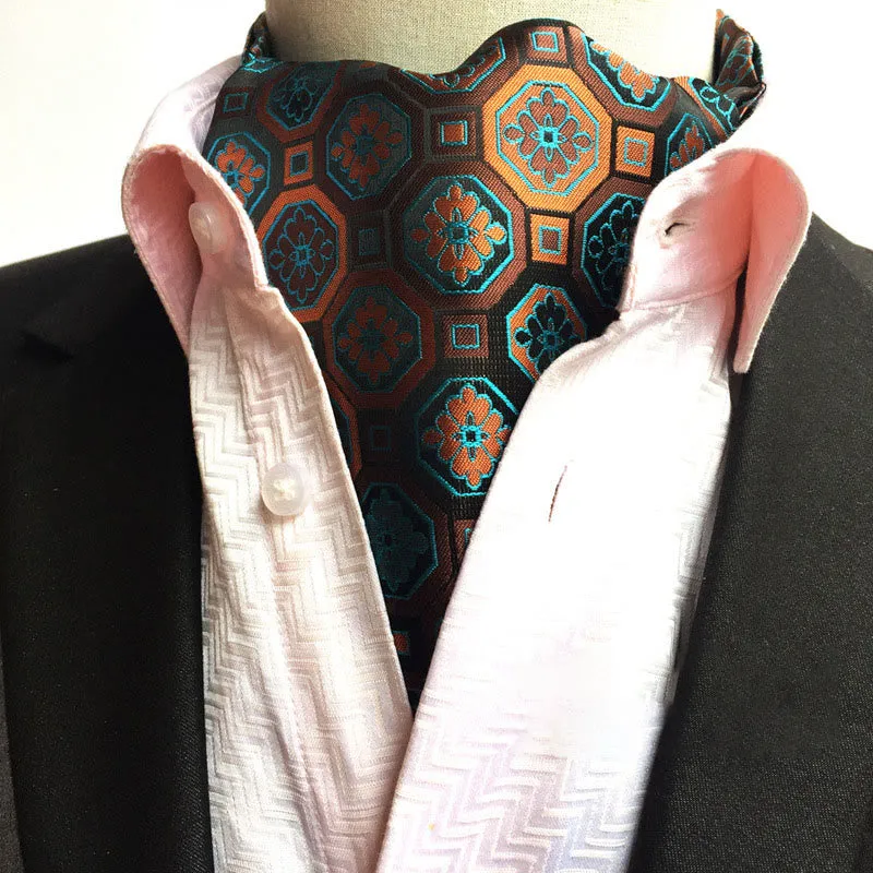 Men's Retro Geometric Floral Print Multi-Color Scarf Cravat sold by FloralTrip