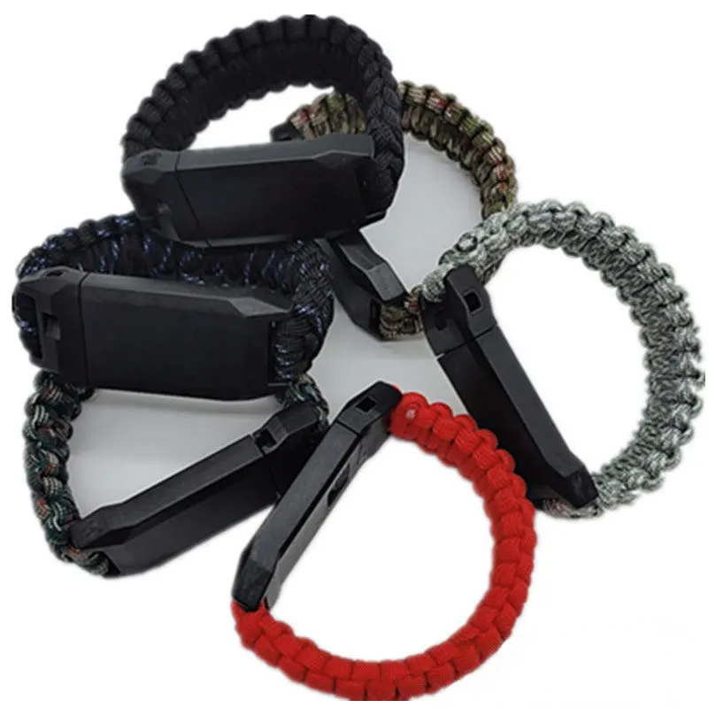 Outdoor Survival Whistle Woven Bracelet With Knife sold by FloralTrip