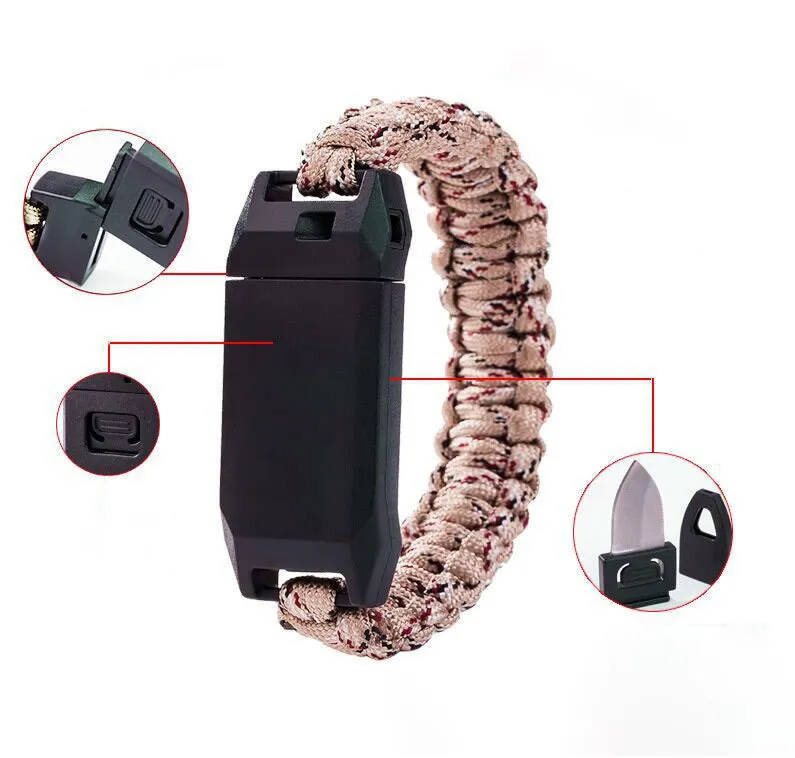 Outdoor Survival Whistle Woven Bracelet With Knife sold by FloralTrip product image thumbnail 2