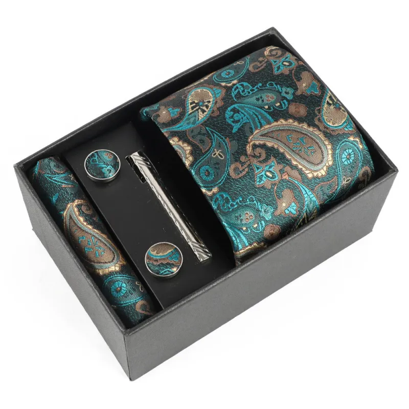 4Pcs Men's Elegant Pocket Square Cufflinks Tie Clip Necktie Set sold by FloralTrip