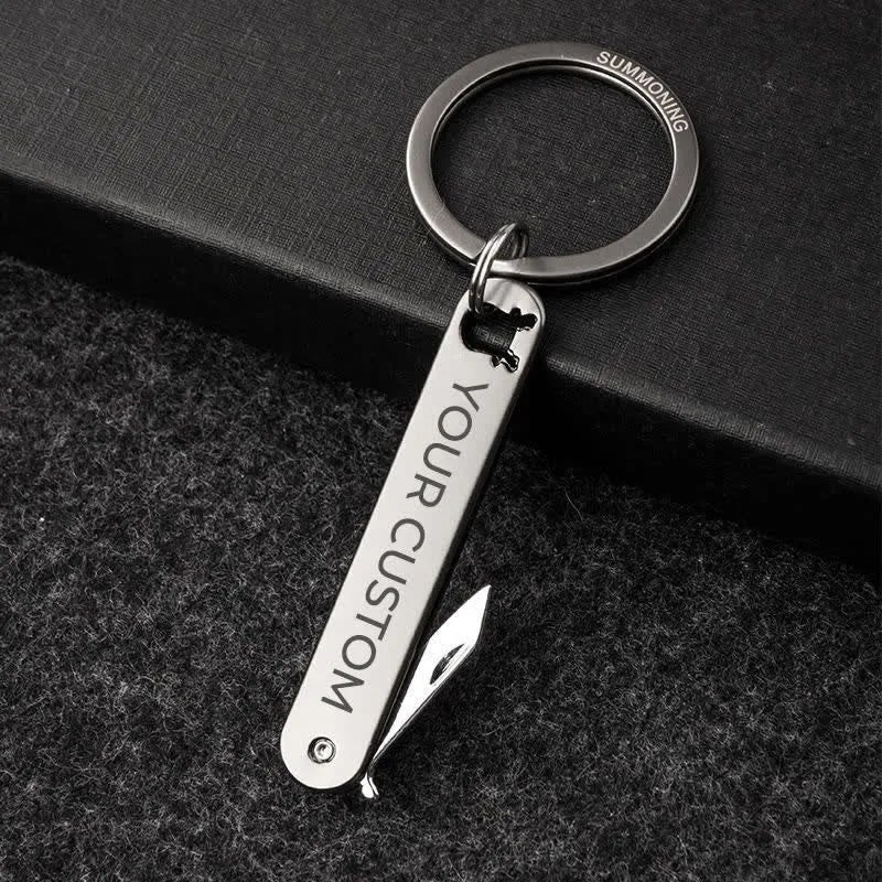 Custom Engraved Text Mini Folding Knife Personality Keychain sold by FloralTrip
