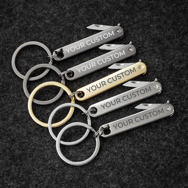 Custom Engraved Text Mini Folding Knife Personality Keychain sold by FloralTrip product image thumbnail 2