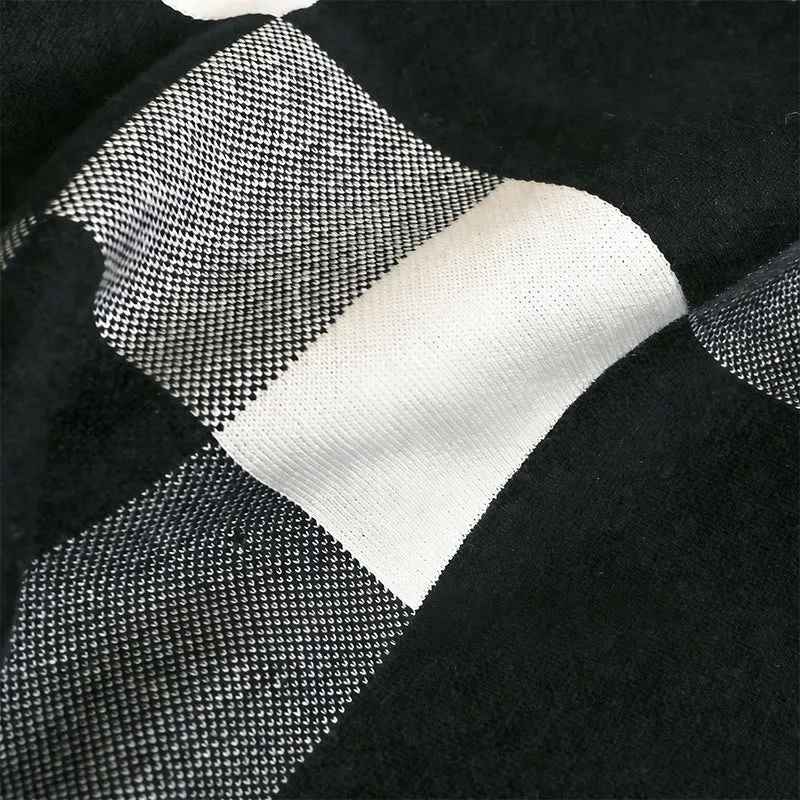 Men's Black-White Plaid Cozy Versatile Winter Scarf sold by FloralTrip product image thumbnail 3